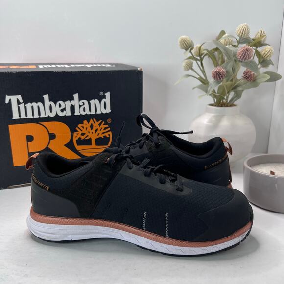 Timberland PRO Overdrive Composite Safety Toe Sneaker Black Women 8.5 Tried On - Picture 7 of 11